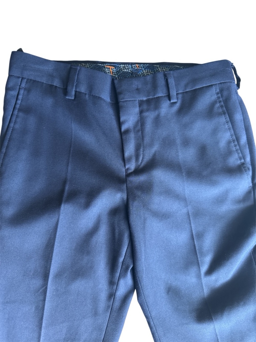 TALLIA Navy Dress Pants with Geometric Waistband Accent - Picture 4 of 5